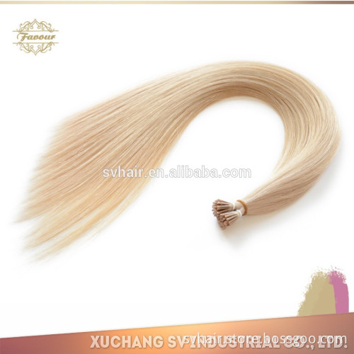 pre bonded stick I tip human hair Blonde Double drawn 100% unprocessed russian hair keratin I tip human remy hair extension 613#